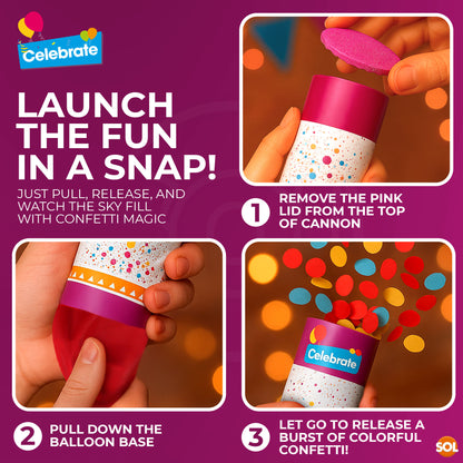 Confetti Cannons Multicolour Biodegradable | Party & Events | 8 Pack