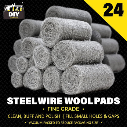 Steel Wool Pads Fine Grade | Versatile Metal Scourers | 24 Pack