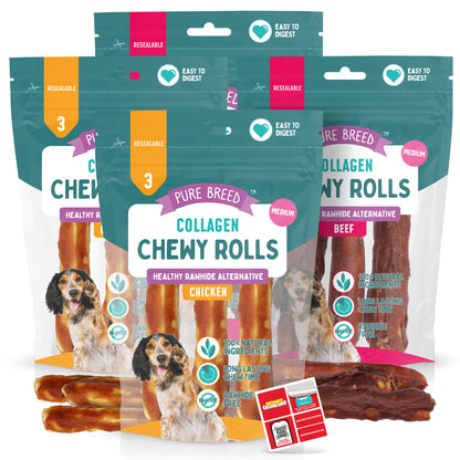 SOL 12pk Medium Collagen Chewy Rolls - Beef and Chicken Dog Chews