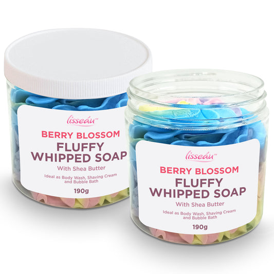 2pk Whipped Soap Shower Fluff Set Shea Butter Whip 190g Berry Blossom Bath Body