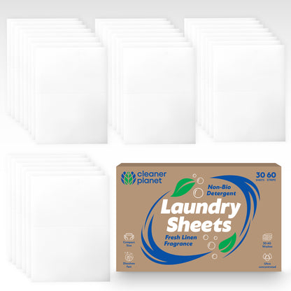 30-60 Laundry Sheets Eco Detergent Clothes Fabric Washing Machine Non Bio Travel