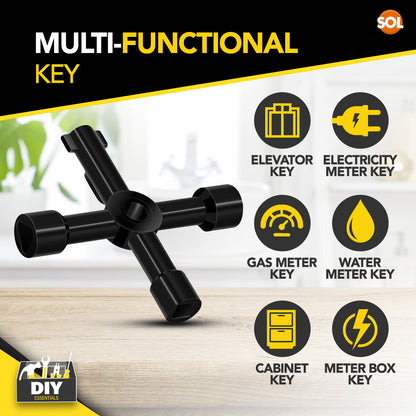 4-Way Utility Key | Multifunctional Meter & Cabinet | Anti-Rust Steel