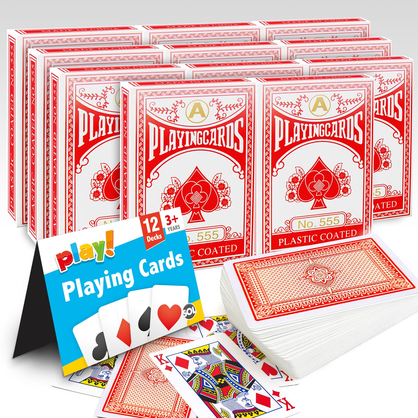 Playing Cards | Plastic Coated Professional Poker Deck | 12 Pack