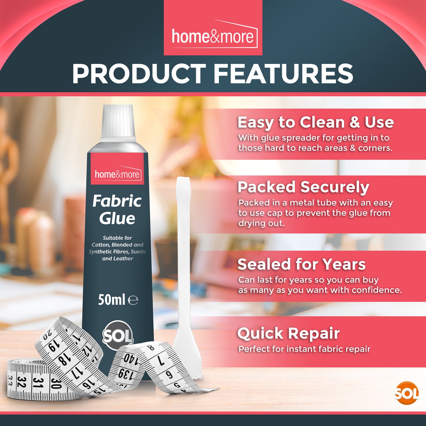 Extra Strong Fabric Glue 50ml | Washable Adhesive Repair Hemming Sewing Textile
