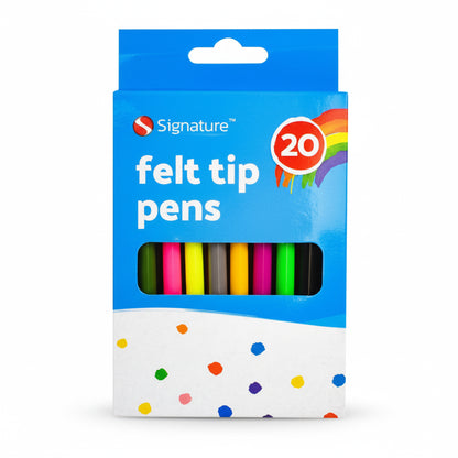 Felt Tip Pens Set | Fine Fibre Drawing Markers | 20 Pack