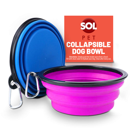 2 Collapsible Dog Bowls Food Water Dish Cat Pet Feeding Silicone Portable Travel
