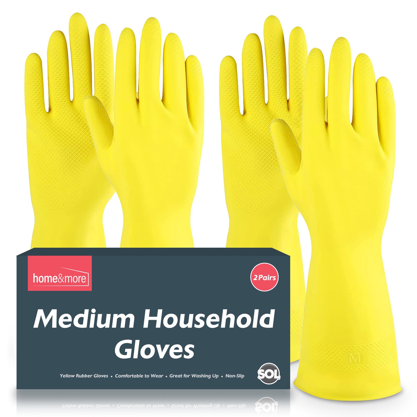 2-48 Pair Rubber Gloves Medium Household Long Sleeve Washing Up Kitchen Cleaning