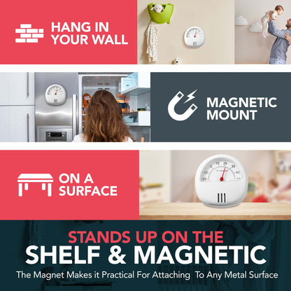 Magnetic Thermometer with Stand Fridge Freezer Room Mini Temperature Gauge Dial