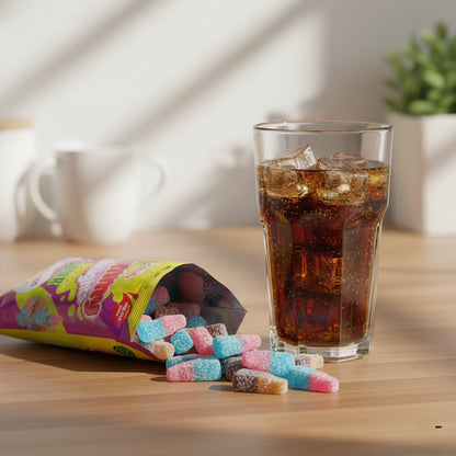 1-6pk Sour Gummy Cola Bottles Sweets Fruit Fizzy Chewy Halal Party Candy Mix