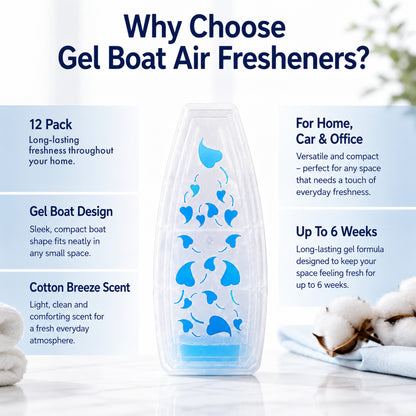 12 Solid Gel Air Freshener 150g | Cotton Breeze & Berry Burst Scent| Bathroom Home Room Freshner Scent Fragrance