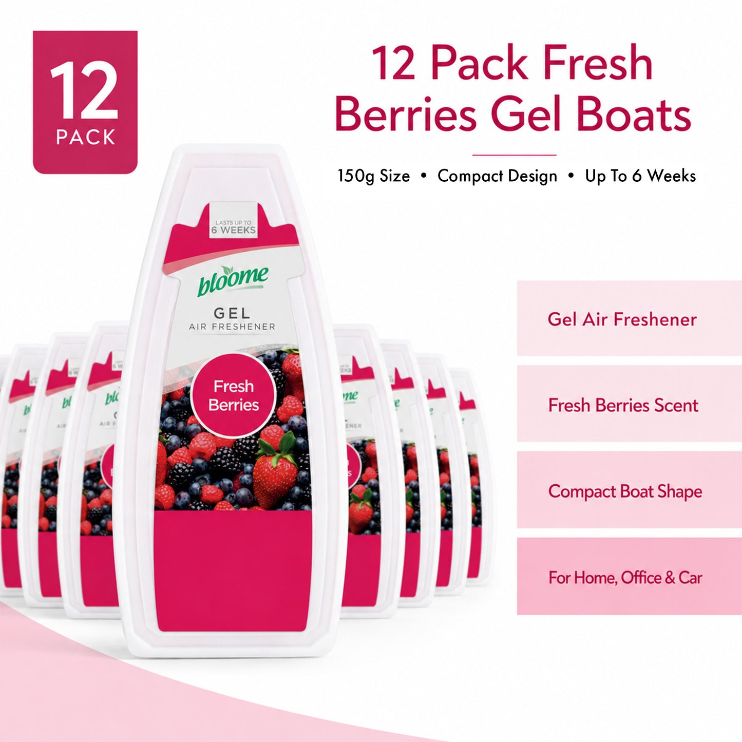12 Solid Gel Air Freshener 150g | Cotton Breeze & Berry Burst Scent| Bathroom Home Room Freshner Scent Fragrance