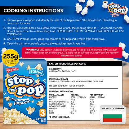 Microwave Popcorn 85g | Sweet Salted Butter Flavour | 48 Pack