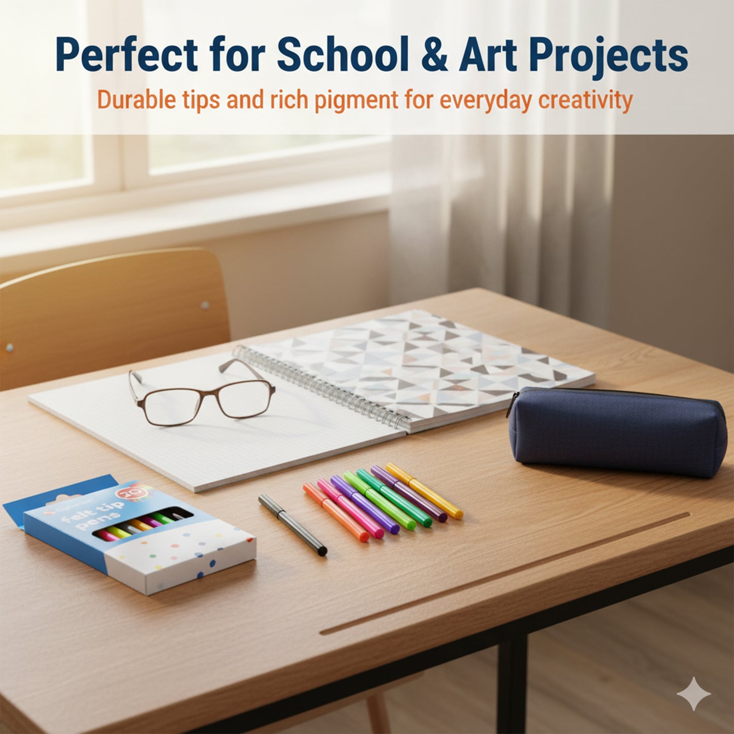 Felt Tip Pens Set | Fine Fibre Drawing Markers | 20 Pack