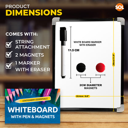 A4 Magnetic Whiteboard Dry Wipe White Board Office Home Memo Notice Small Eraser