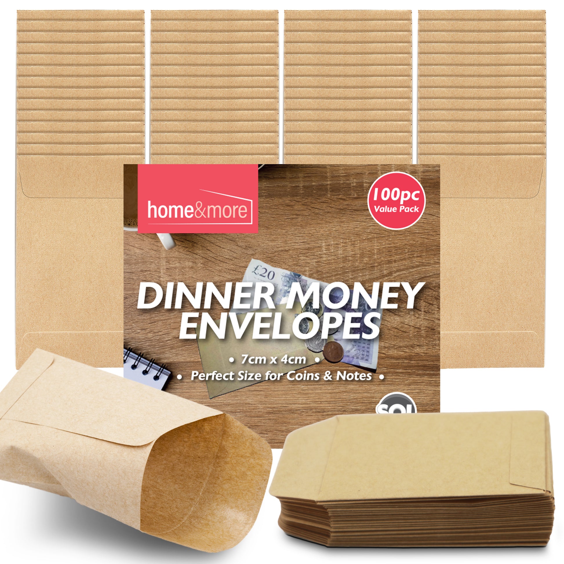 Small Brown School Dinner Money Envelopes 80gsm Wages Seed Beads Coin Petty Cash