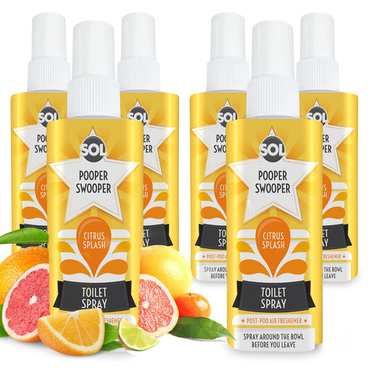 6 x 60ml Pooper Star Toilet Spray Air Freshener Bowl | Citrus Fragrance Perfume