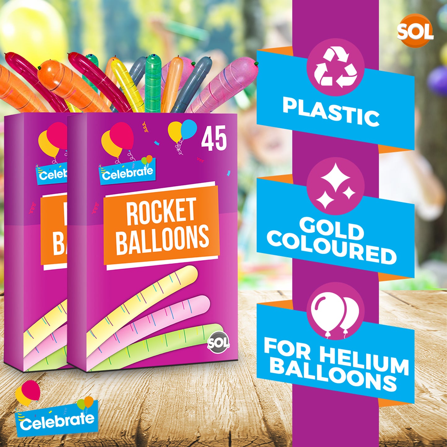 45-90 Rocket Balloons and Pipes Striped Noisy Birthday Party Bag Filler Kids Fun
