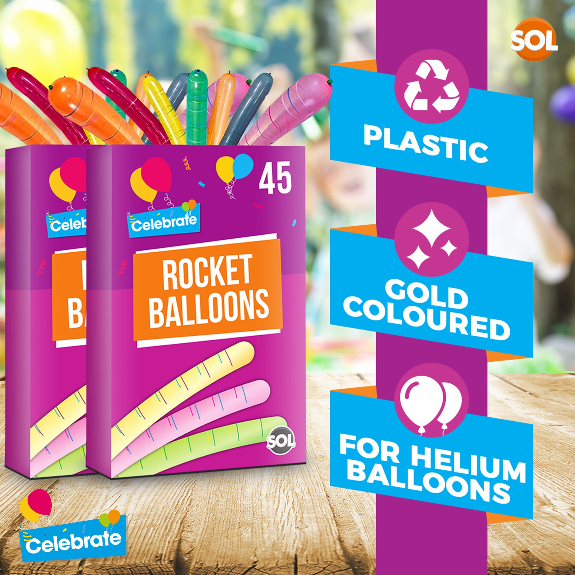 45-90 Rocket Balloons and Pipes Striped Noisy Birthday Party Bag Filler Kids Fun