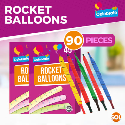 45-90 Rocket Balloons and Pipes Striped Noisy Birthday Party Bag Filler Kids Fun