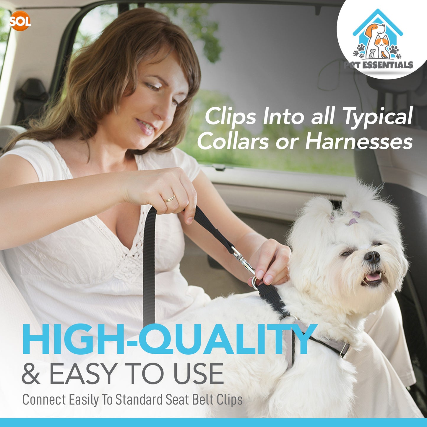 2pk Pet Dog Seat Belt | Adjustable Travel Car Safety Harnesses Lead Restraint