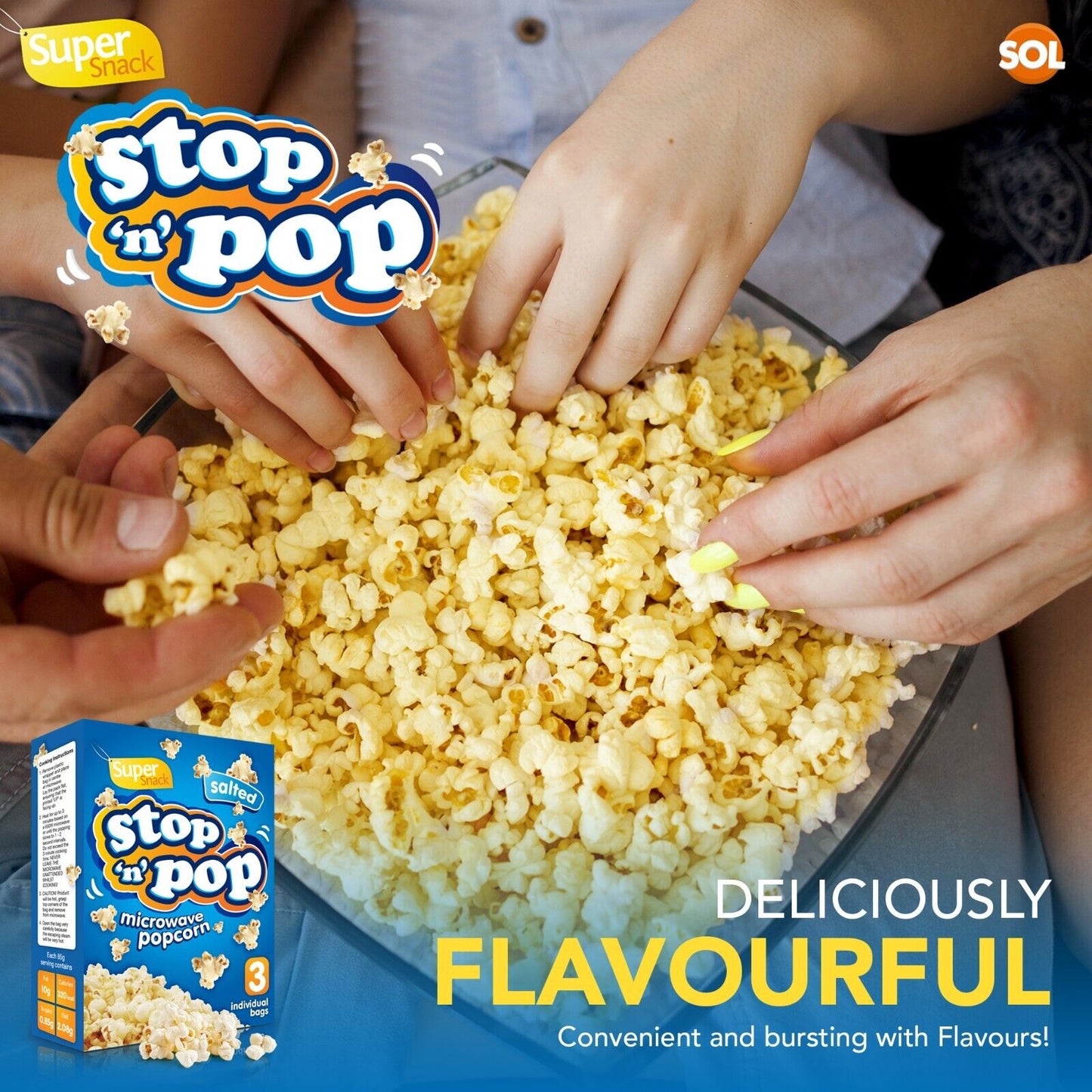 15 x 85g Microwave Popcorn | Butter, Salted, Sweet Flavour Movie Cinema Theatre