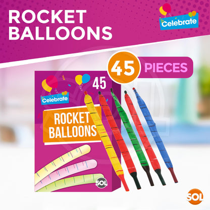 45-90 Rocket Balloons and Pipes Striped Noisy Birthday Party Bag Filler Kids Fun