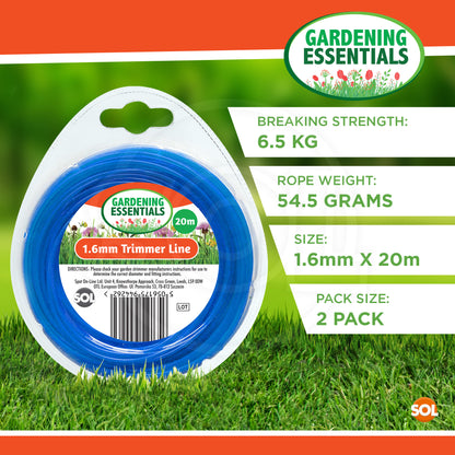 2x20M Garden Strimmer Trimmer Line Cord 1.2mm 1.6mm 2mm Nylon Wire Garden Grass
