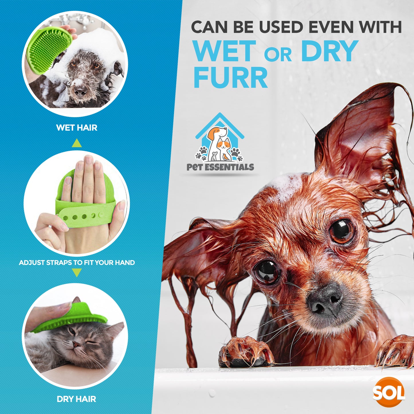 Dog Grooming Mitt Pet Glove Brush | Cat Fur Hair Remover Deshedding Hand Massage