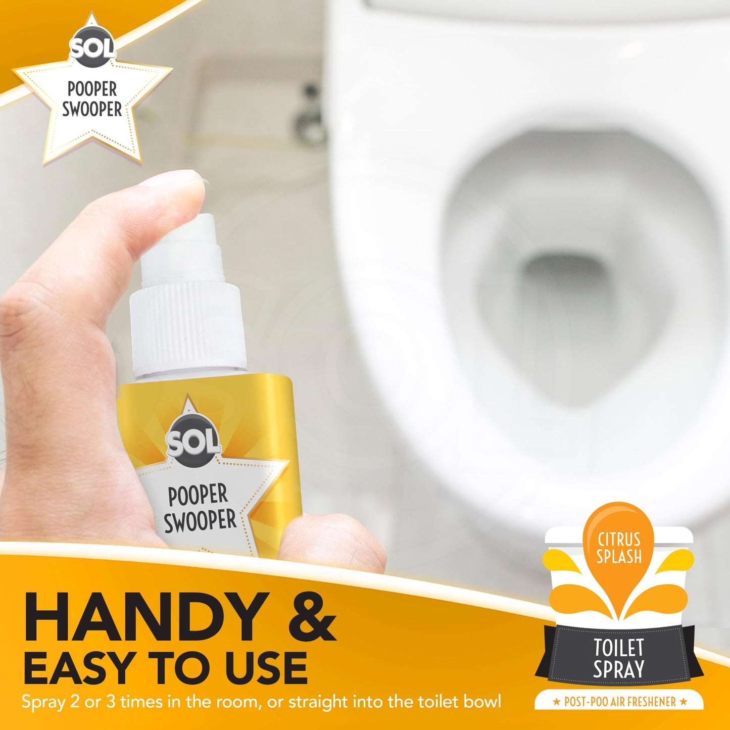6 x 60ml Pooper Star Toilet Spray Air Freshener Bowl | Citrus Fragrance Perfume