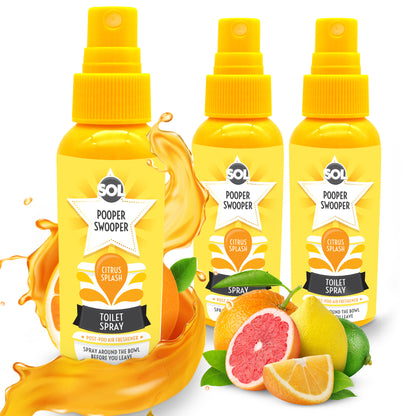 3 x 60ml Pooper Star Toilet Spray Air Freshener Bowl | Citrus Fragrance Perfume