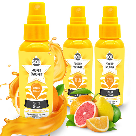 3 x 60ml Pooper Star Toilet Spray Air Freshener Bowl | Citrus Fragrance Perfume
