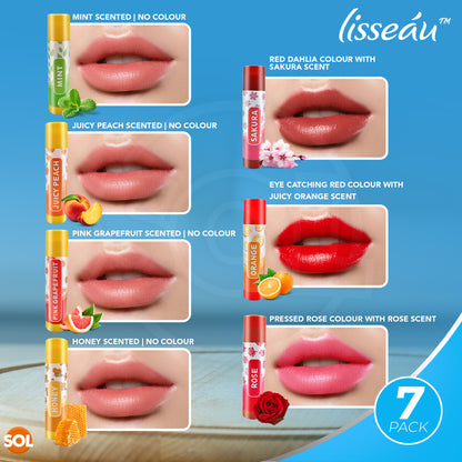 7-14 Fruit & Tinted Lip Balm Set Multi Pack Stick Moisturising Beeswax Vitamin E