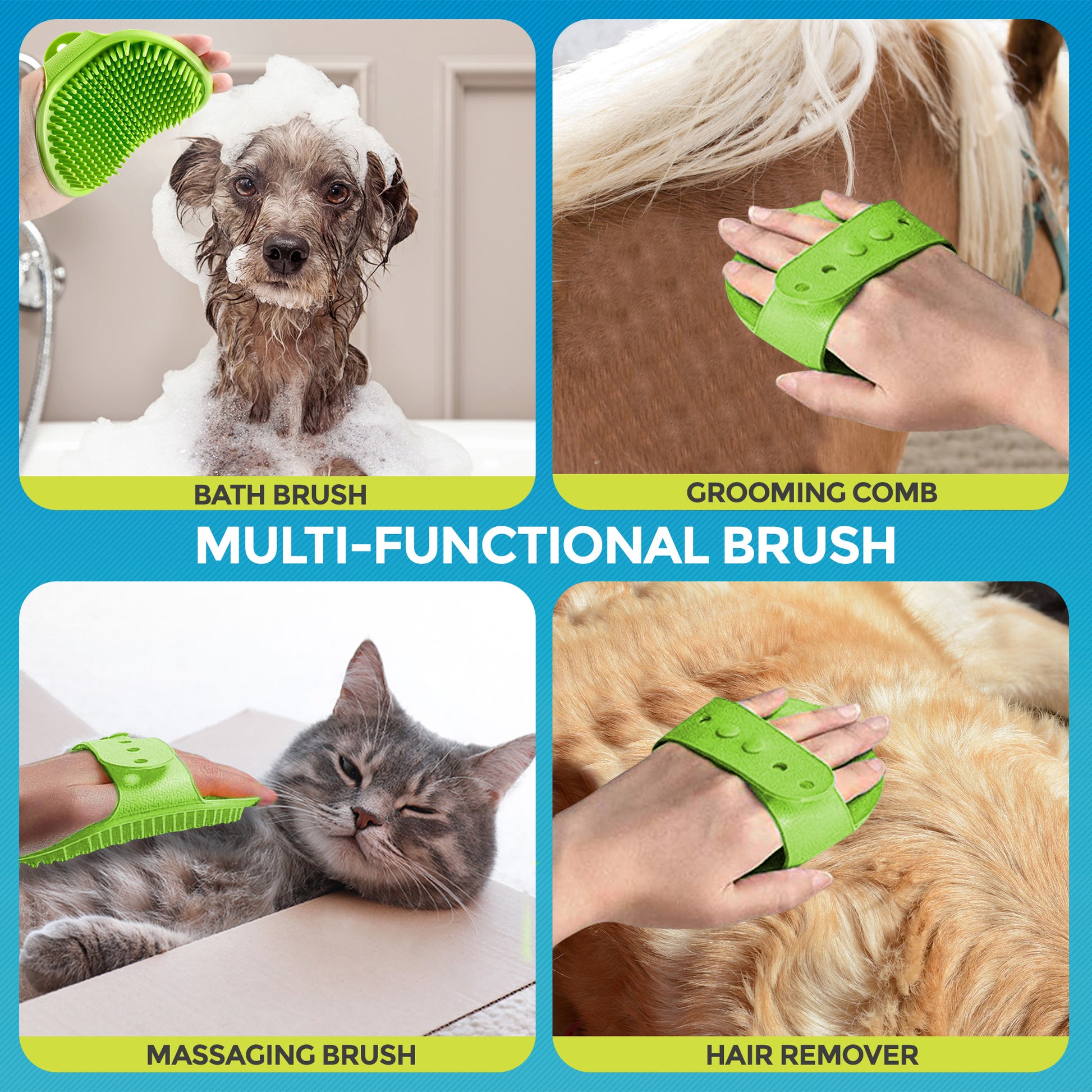 Dog Grooming Mitt Pet Glove Brush | Cat Fur Hair Remover Deshedding Hand Massage