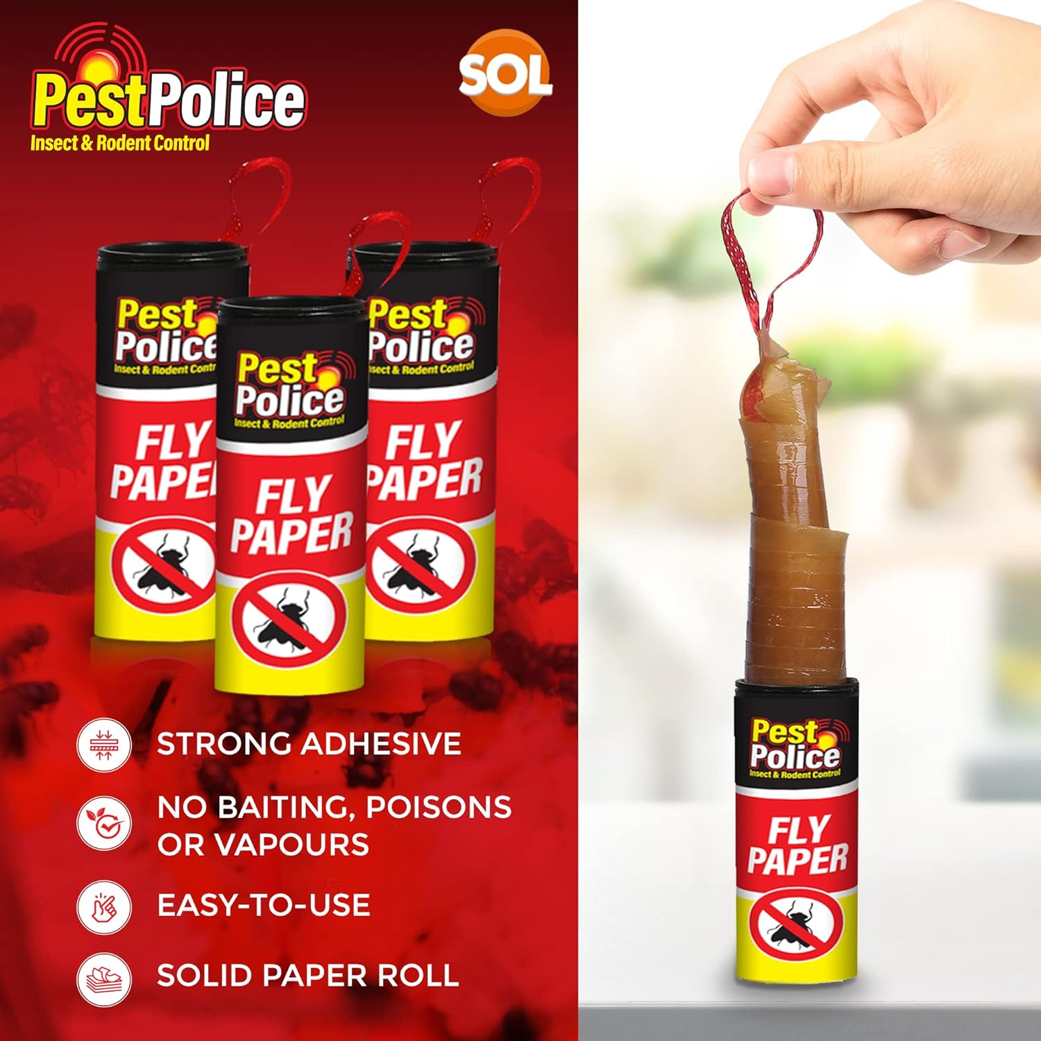Fly Catcher Insect Trap Killer Bug Flies Wasp Sticky Paper Strong Glue Roll Tape