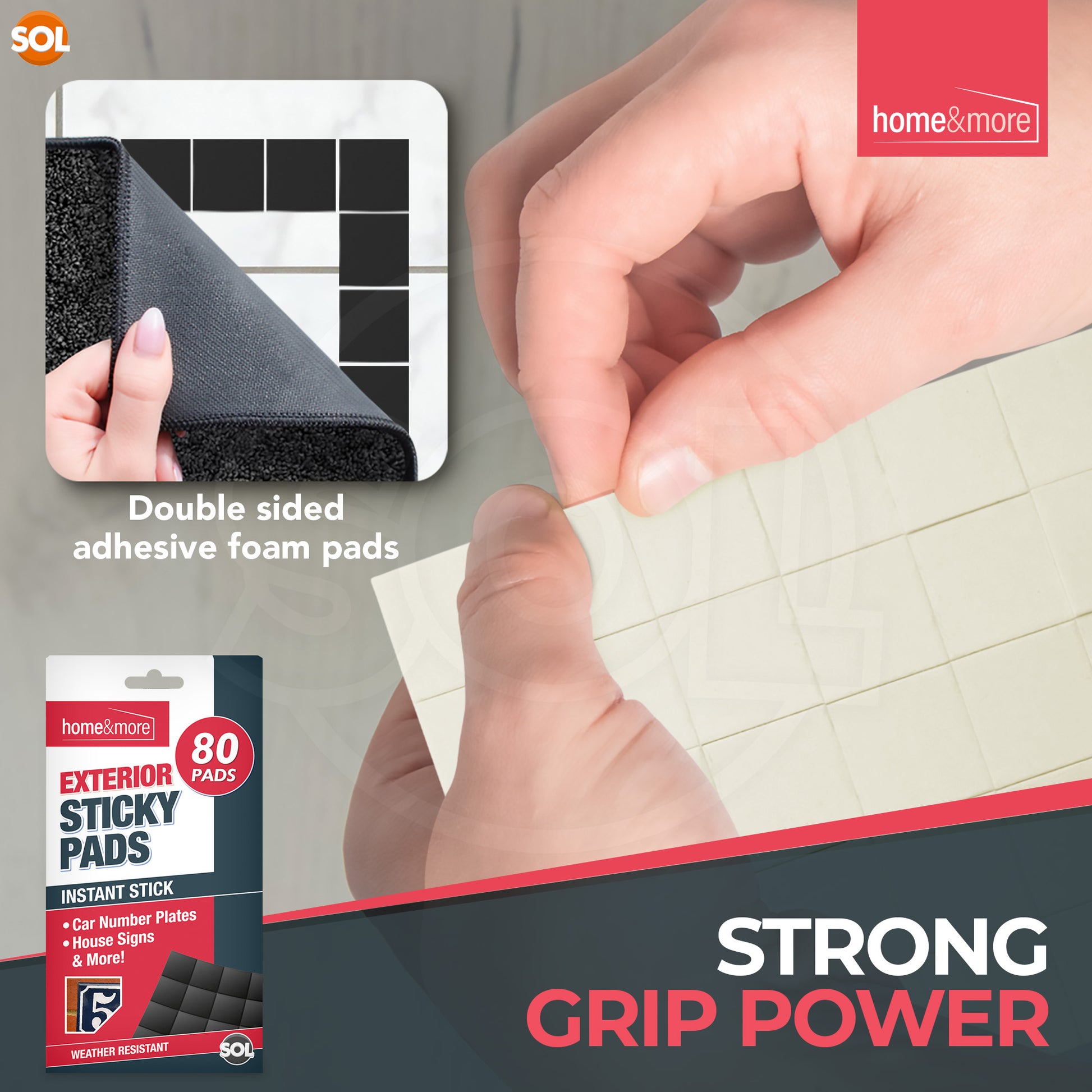 80-320 Exterior Sticky Pads | Strong Double Sided Self Adhesive Outdoor Mounting