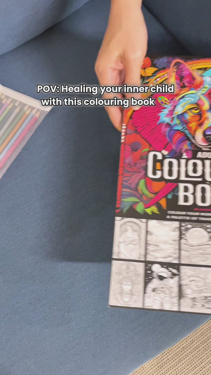 Adult Colouring Book A4 80 Pages + Premium Colouring Pencils 36 Set