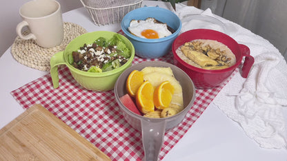 2-8pk Microwave Soup Bowl With Lid & Handle 900ml | Food Porridge Noodle Mug Cup