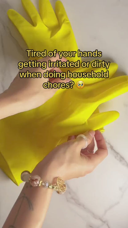 Rubber Gloves Large | Long Sleeve Household Washing Up | 4 Pairs