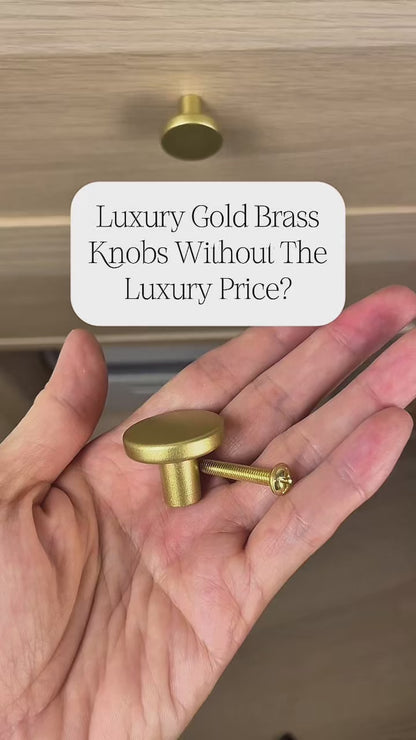 Gold Round Cabinet Knobs | Elegant Brass Drawer Pulls | 4 Pack
