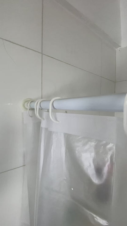 Clear Shower Curtain 180 x 180 cm | Waterproof Polyester with Hooks