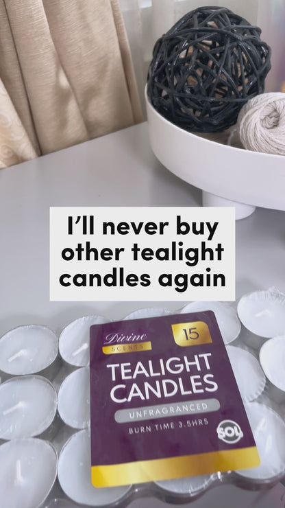 15pk Tea Lights White Unscented Unfragranced Night Candles 3.5 Hour T Tealights