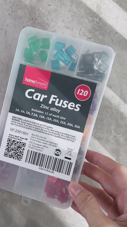 120pk Mini Car Fuses 2-35A Micro Bike Van Auto Fuse Mini Blade Set w/Puller
