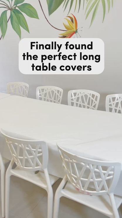 2pk White Plastic Rectangular Table Cloth Covers | Wipe Clean Party Tablecloths