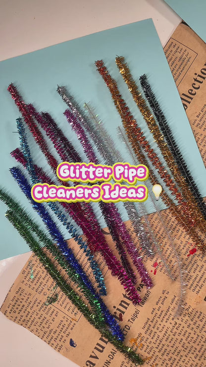 Glitter Pipe Cleaners 15cm | Chenille Craft Stems for Arts & Crafts | 240 Pack