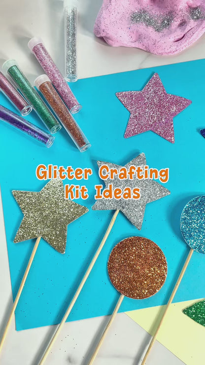 Glitter Glue Tubes with PVA & Spreader | Assorted Colours Arts & Crafts Set | 10 Pack