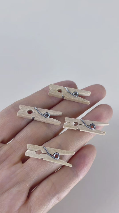 Mini Wooden Pegs 25mm | Craft Wedding Photo Hanging Clips | 300 Pack