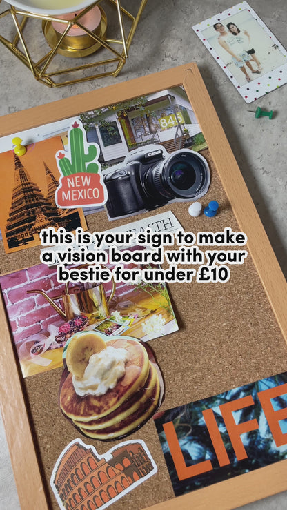 Cork Board A4 Pin Notice Board | Office School Message Memo Wooden Frame + Pins