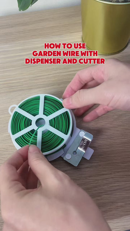 100M Garden Wire & Cutter Plant Tie Support Flexible Green Plastic Coated Twist