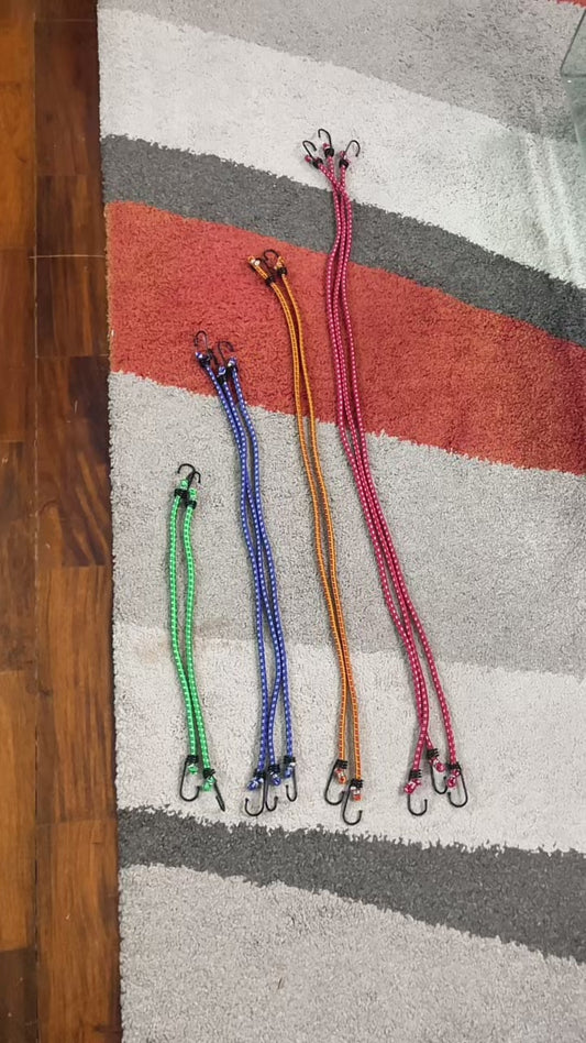 4pk Bungee Cords 75cm Long Elastic Luggage Straps Rope with Hooks Clips Car Bike