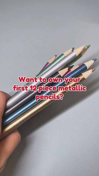 Metallic Colouring Pencils Shimmer Art & Craft | 12 Pack